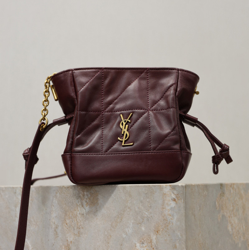 생로랑 제이미 미니 숄더 파우치 램스킨 와인 859174