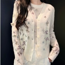 디올 가디건 자수 트윈셋트 캐시미어 실크니트 614W01A4028  H