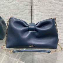 디올 보우 리본 백 미디엄 램스킨 네이비 M0714OUQO_M900