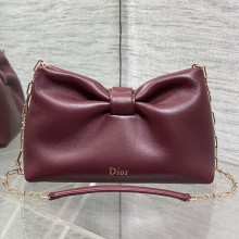 디올 보우 리본 백 미디엄 램스킨 버건디 M0714OUQO_M900
