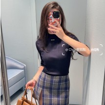 미우미우니트 골지 니트 울 스웨터 네이비 MML02L  H