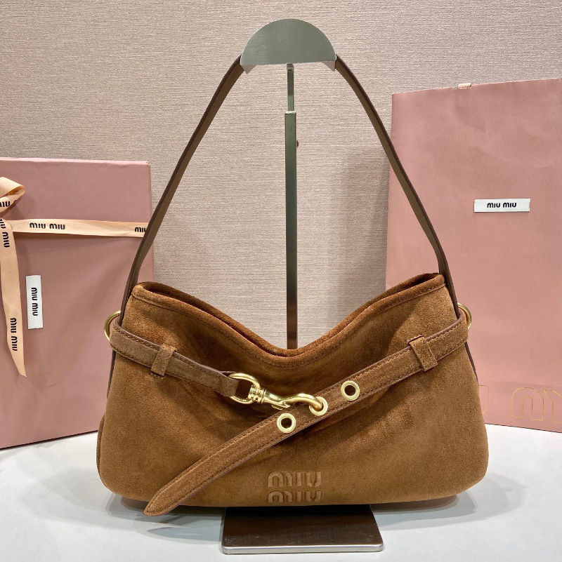 미우미우 브라운 스웨이드 애비뉴 숄더백 5BC182