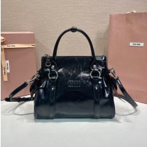 미우미우 빅리본장식 탈부착 조절식 토트백 블랙 5BA327