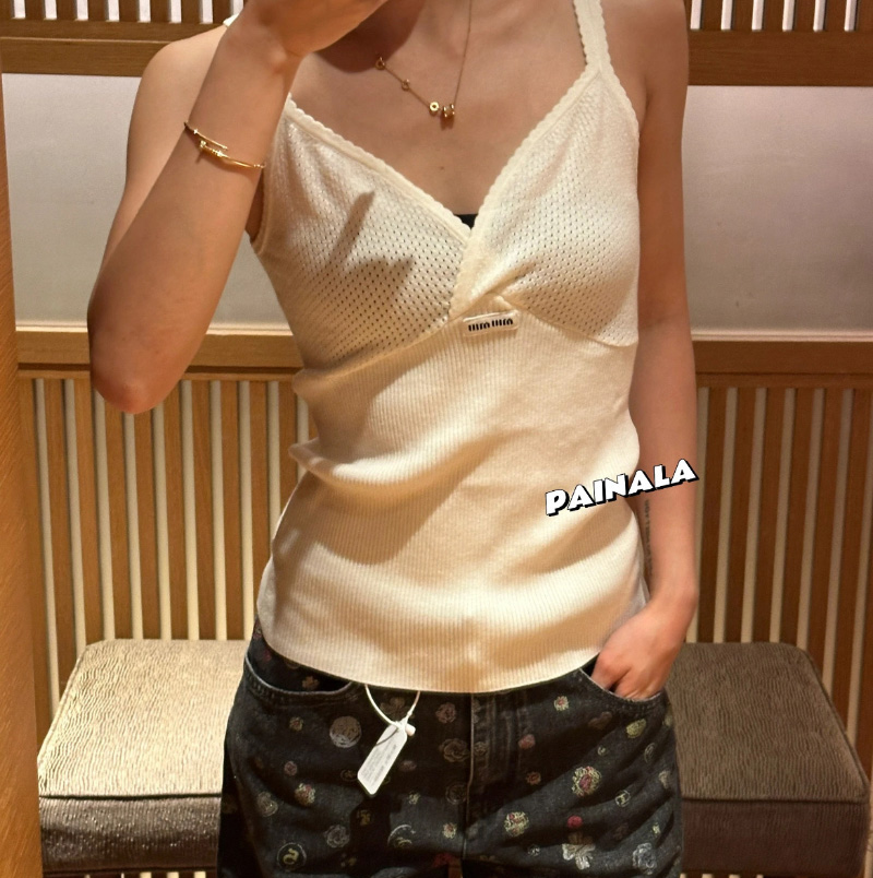 미우미우 리브드 니트 탑 여성 MMV306  H