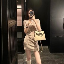 펜디 FF 울 캐시미어 반팔 폴로 셔츠 스커트 FZXD06ATPLF1R0Q  H