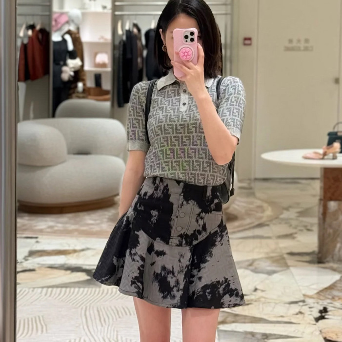 펜디 그레이 FF 자카드 폴로 셔츠 FZXE38AYM1F1UPW  H