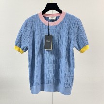 펜디 봄 한정판 SS26 프릴 프릴 캔톤 소매 여성 니트 H