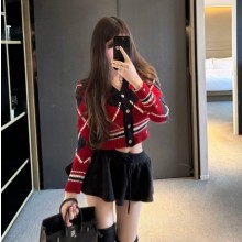 톰브라운 26 SS 여성 아가일 인타르시아 메리노 울 가디건 FKC679BY102  H