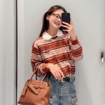 미우미우 스트라이프 패치 포켓 셔닐 스웨터 MML03S  H