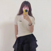 미우미우 캐시미어 및 실크 폴로 스웨터 MMLA39-159H  H