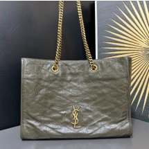 생로랑 니키 골드 로고 레더 숄더백 871151