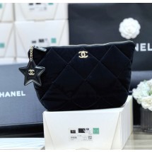 샤넬 스몰 케이스 벨벳 나일론 블랙 AP4847