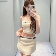 미우미우 크로셰 이펙트 코튼 니트 미니 스커트 MMG550  H