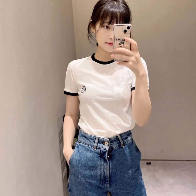 로에베 아나그램 로고 배색 반팔 티셔츠 S359Y22X28  H