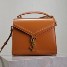 생로랑 카산드라 미니 탑핸들 백 브라운  602716