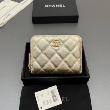 샤넬 캐비어 지퍼 반지갑 베이지 AP4652