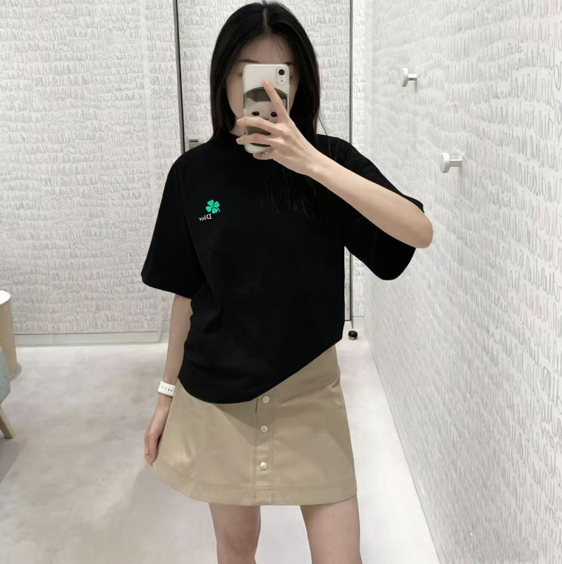 디올 Dior Clover 자수 티셔츠 레귤러 핏 683J614A3036  D
