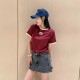미우미우 로고 크루넥 반팔 티셔츠 MJNA17  D