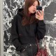 셀린느 후드티 루즈핏 블랙 체리 RY0OL1233.GDX7  D