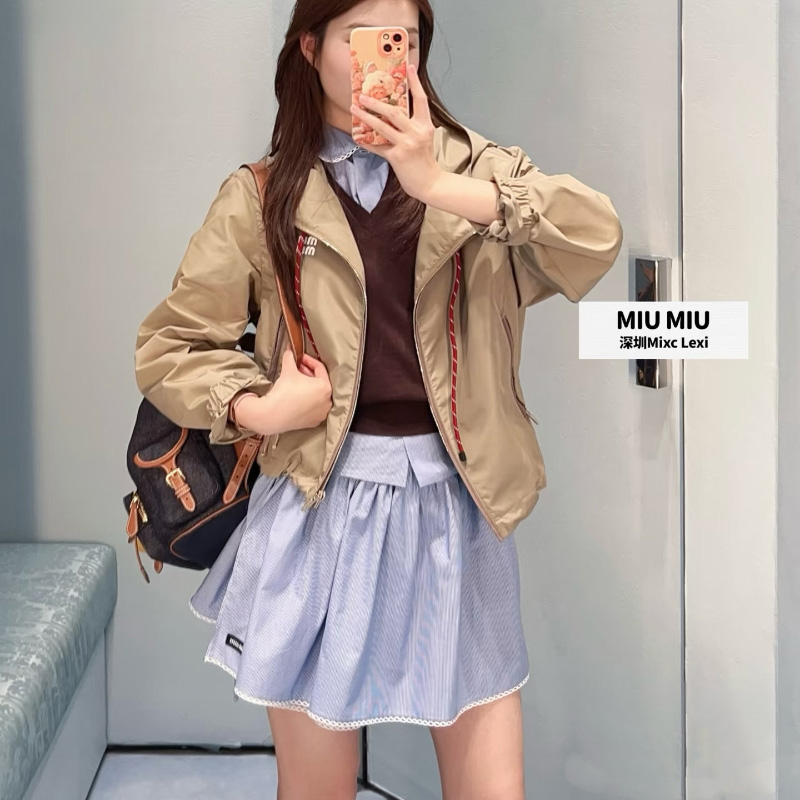미우미우 체크 레이스 미니 스커트 MG2625  H