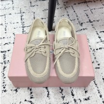 미우미우 26SS 메쉬 앤 스웨이드 보트 슈즈  5D585E  X