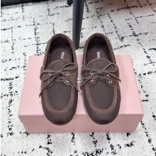 미우미우 26SS 메쉬 앤 스웨이드 보트 슈즈  5D585E  X