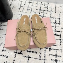미우미우 26SS  여성 스웨이드 뮬 5R604E  X
