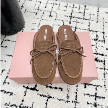 미우미우 26SS  여성 스웨이드 뮬 5R604E  X