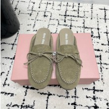미우미우 26SS  여성 스웨이드 뮬 5R604E  X