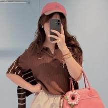 미우미우 폴로 여성 브라운 셔츠 MML06J  H