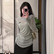 미우미우 로고 패치 긴팔 원피스 4컬러 MJA842  Y