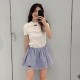 미우미우 레이스 트림 리브 크루넥 탑 MJN580  Y