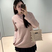 미우미우 롱 슬리브 코튼 저지 티셔츠 MJL014 14RT  Y