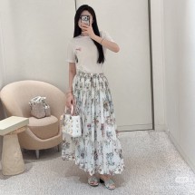 디올 DIORIVIERA 아라베스크 플레어 미디 스커트 641J99A3238  H