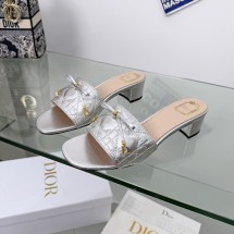 디올 까나쥬 힐 뮬 퀼티드 까나쥬 램스킨 3.5CM 실버 KCO546CQL