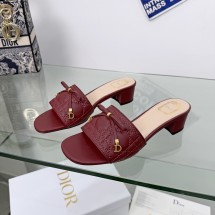 디올 까나쥬 힐 뮬 퀼티드 까나쥬 램스킨 3.5CM 레드 KCO546CQL