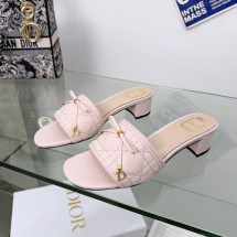 디올 까나쥬 힐 뮬 퀼티드 까나쥬 램스킨 3.5CM 핑크 KCO546CQL
