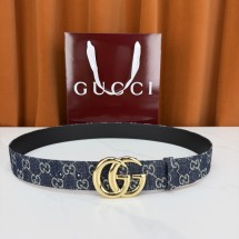 구찌 GG 마몽트 벨트 다크 블루 데님 4.0CM 금장 863293FAGAB4521
