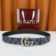 구찌 GG 마몽트 벨트 다크 블루 데님 4.0CM 무광 은장 863293FAGAB4521