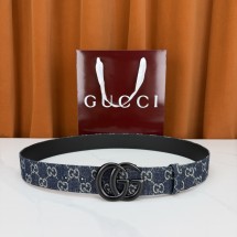 구찌 GG 마몽트 벨트 다크 블루 데님 4.0CM 검장 863293FAGAB4521