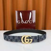 구찌 GG 마몽트 벨트 다크 블루 데님 4.0CM 무광 금장 863293FAGAB4521