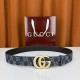 구찌 GG 마몽트 벨트 다크 블루 데님 4.0CM 무광 금장 863293FAGAB4521