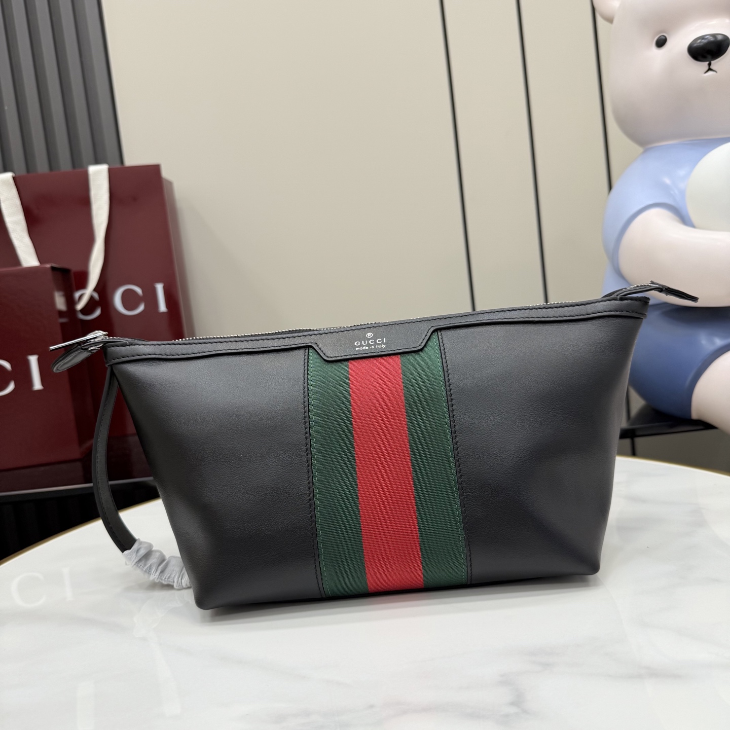 구찌 웹 스트라이프 가죽 손목 스트랩 파우치 클러치백 875159