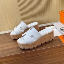 에르메스 여성 에제 30 스웨이드 내추럴 굽5-8CM 샌들 화이트 H221026Z370A3  JM