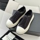 샤넬  CC 로고 코튼 램스킨 운동화  굽5.5CM 블랙 화이트 스니커즈 G47074  JM