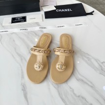 샤넬 CC 로고 턴락 체인 쪼리 슬리퍼 베이지 G46405  JM
