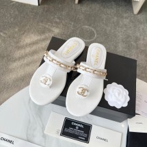 샤넬 CC 로고 턴락 체인 쪼리 슬리퍼 화이트 G46405  JM