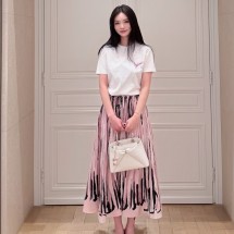 디올 리비에라 타이다이 모티브 플레어 미디 스커트  641J11A3242  H