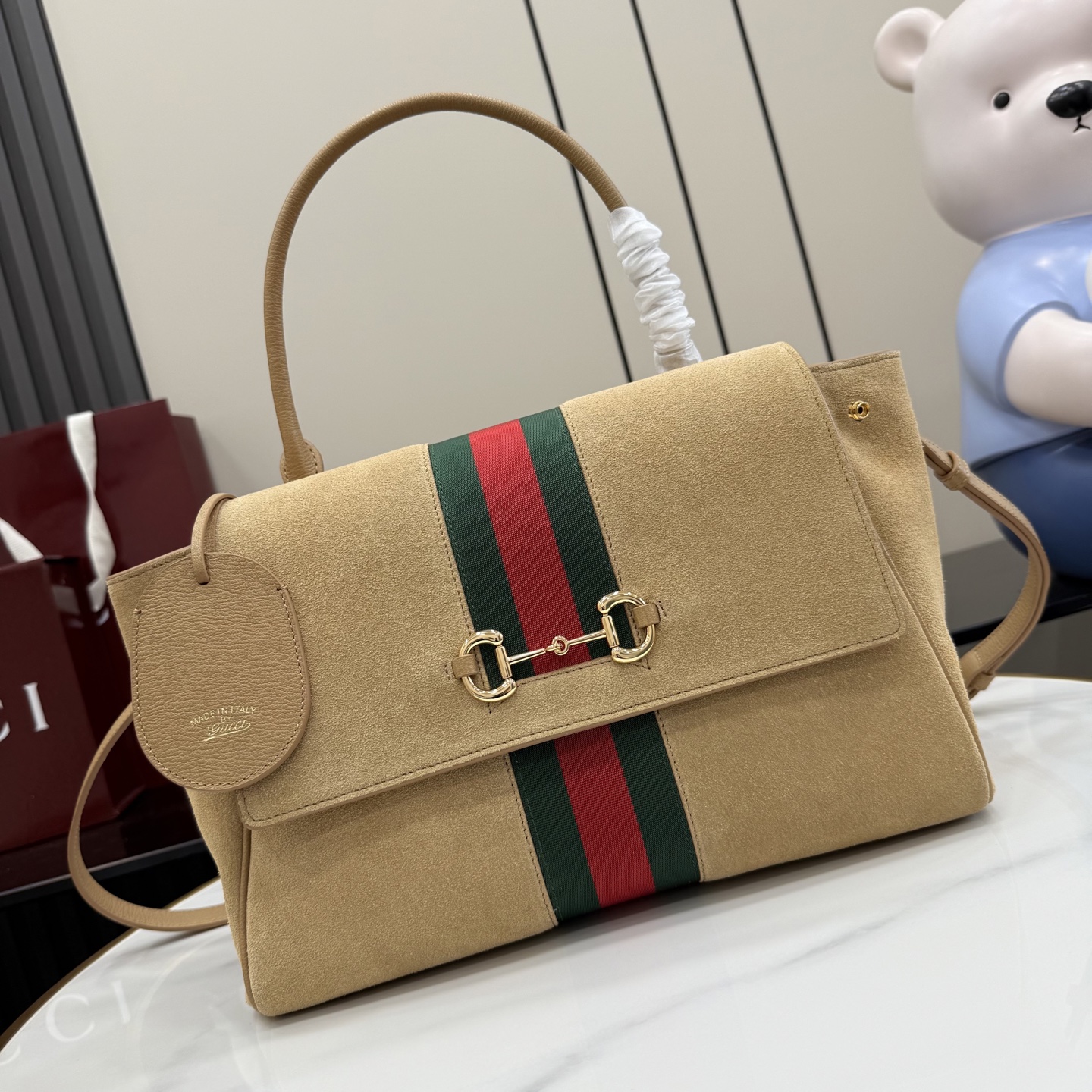 구찌 파파라초 스웨이드 미디엄 토트백 875018AAGIR