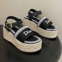 디올 덴텔 웨지힐 샌들 굽8CM 블랙 KDO704DET